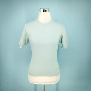Ballantyne Scotland 1 Size Small S XS Blue Crew Short Sleeve Cashmere Sweater